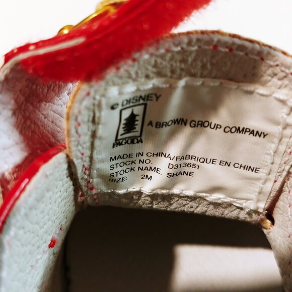 Baby Mickey and Co Red Faux Leather Logo Dress Shoes with Gold Details Size 2M - Picture 12 of 12